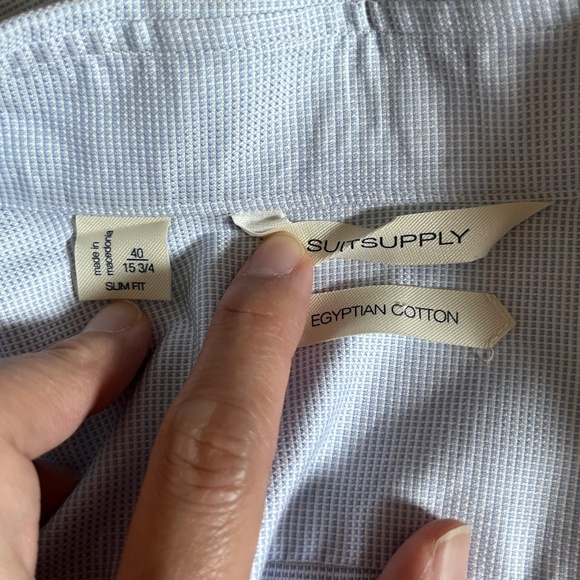 Suitsupply Egyptian Cotton Slim Button Up Dress Shirt - Men's Size 40 - Blue - Picture 5 of 10